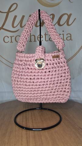 Bolsa Baby Rosa em crochê feita à mão