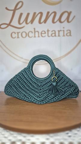 Bolsa Hexagono Verde em crochê feita à mão