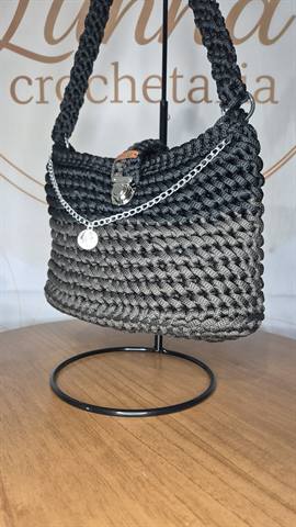 Bolsa Malinha M Preta e Cinza — foto 3