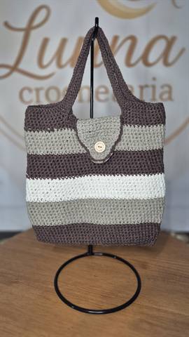 Bolsa Sacola Tons de Marrom em crochê feita à mão